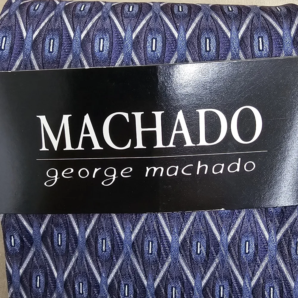 George Machado Men's Silk Tie NWT Blue Purple Geometric Diamond Pattern Made USA